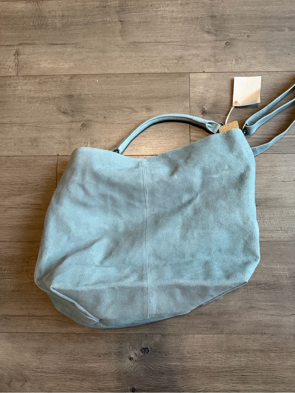 NWT Free People Suzie Suede Slouchy Tote Bag - Light Blue - Picture 2 of 8